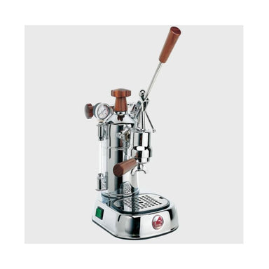 La Pavoni Professional - Chrome with Wood PCW-16 Home Espresso Machine set up
